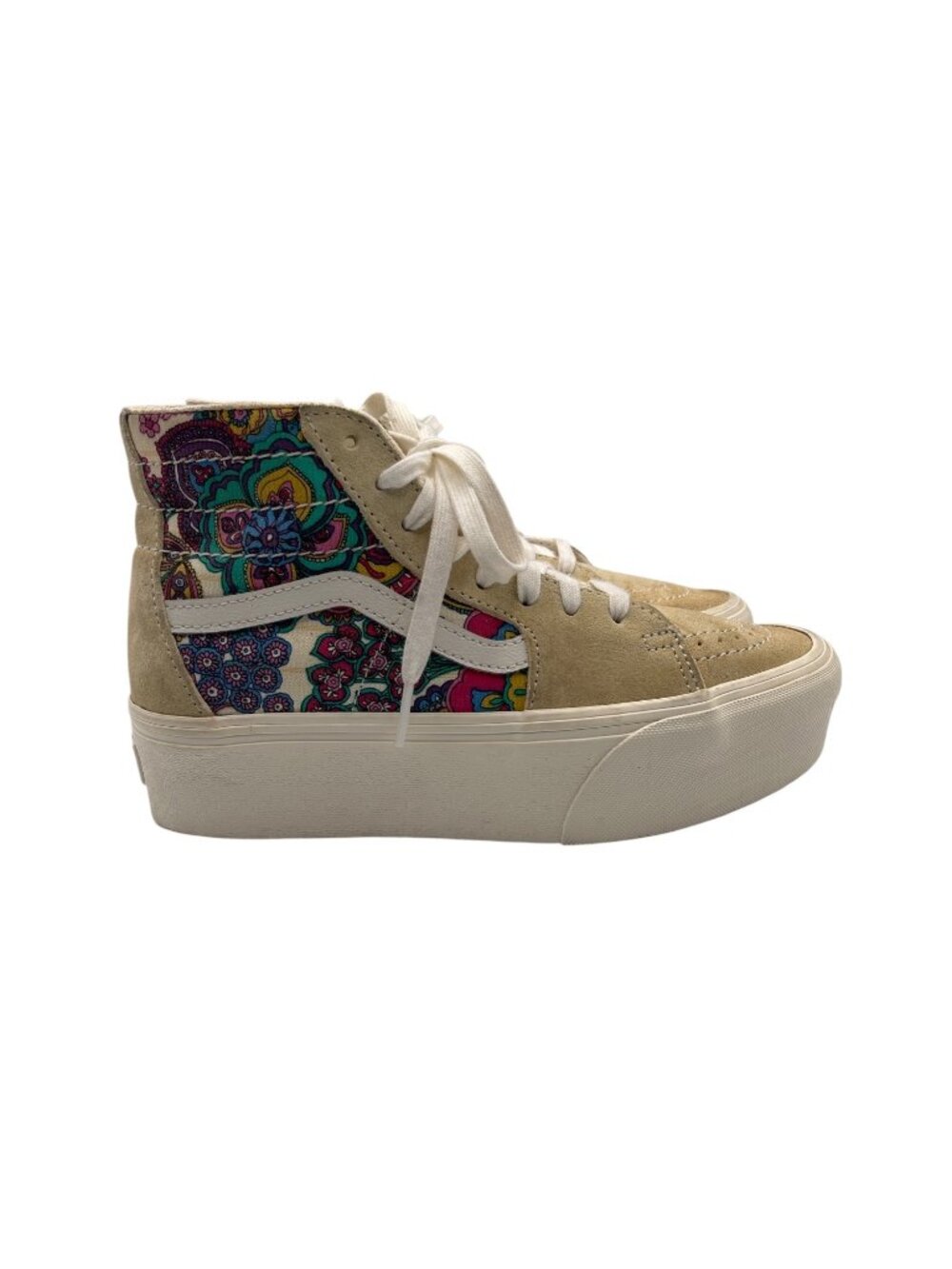 Vans Sk8-Hi Tapered Stackform Womens 7.5 Beige Floral Paisley High Top Sneakers